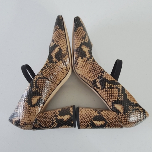 Franco Sarto Halo Snake Print Leather Pumps Size 8.5 Square Toe Chunky Heel Shoe - Picture 9 of 16